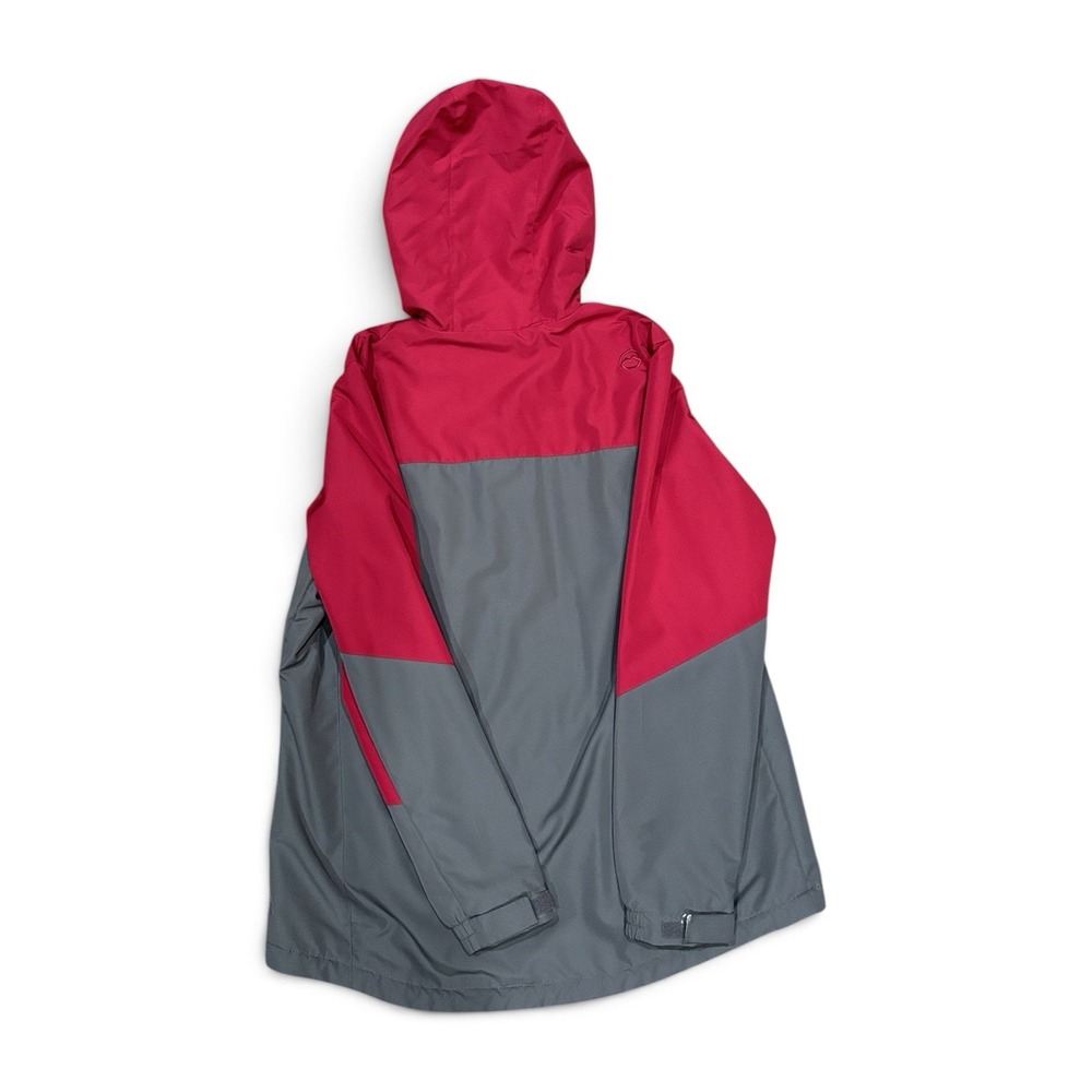 Magellan Outdoors Women's L Hooded Lined Windbreaker Colorblock Jacket Red Gray - Picture 2 of 5